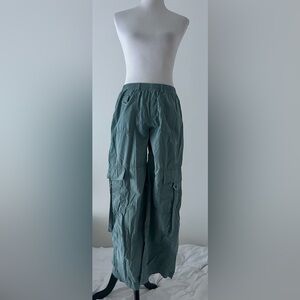 Wild fable S new loose fit Teal green shade cotton Cargo elastic waist Pants